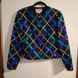 Vtg‎ 80s 90s Diamond Pattern Blazer Suit Top Heathers Style GORGEOUS EUC 6